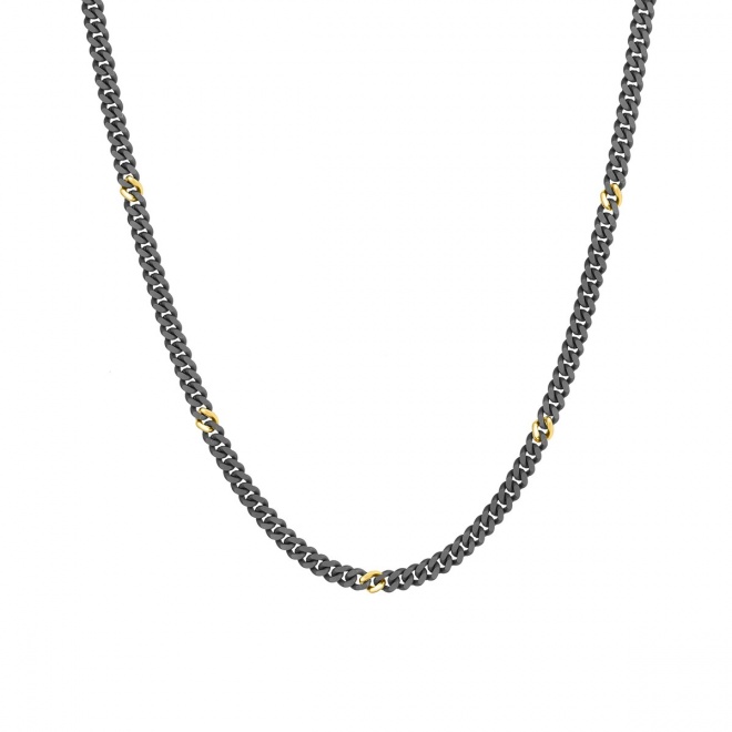 Collar de oro amarillo de 18 Kt con diamantes negros de 0,22 ct