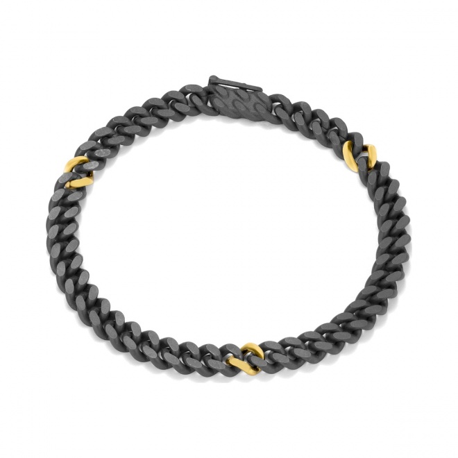 Pulsera de oro amarillo de 18 Kt con diamantes negros de 0,13 ct