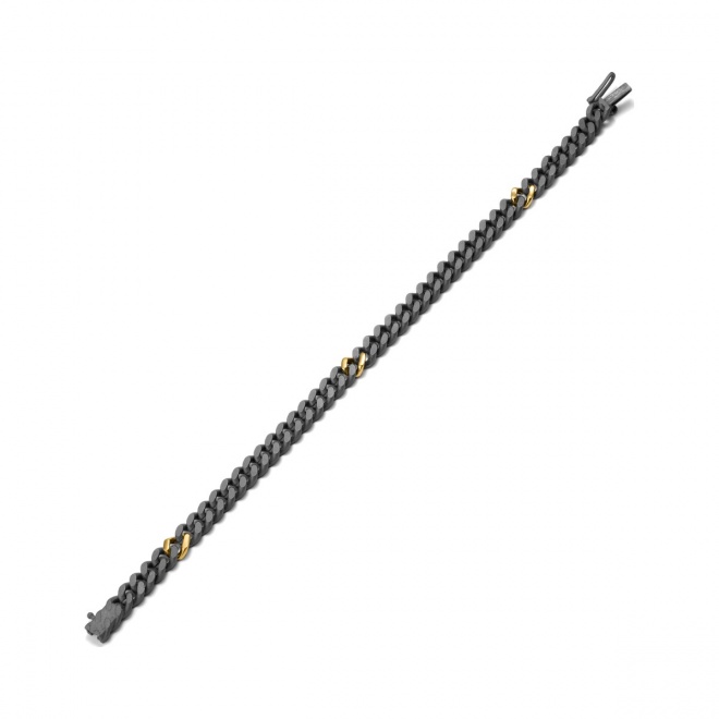 Pulsera de oro amarillo de 18 Kt con diamantes negros de 0,13 ct