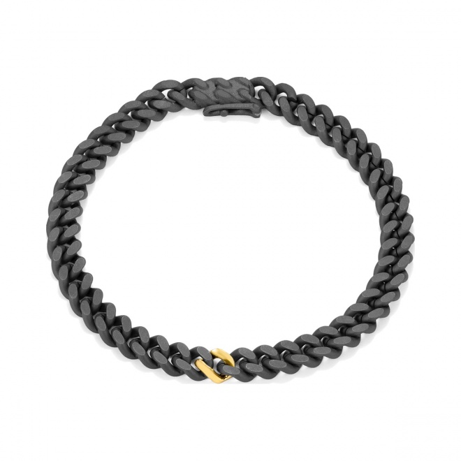 Pulsera de oro amarillo de 18 Kt con diamantes negros de 0,05 ct