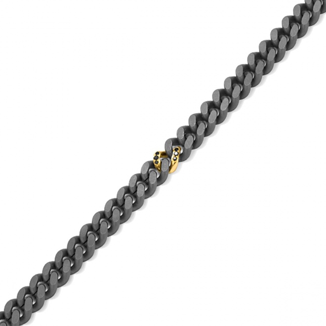 Pulsera de oro amarillo de 18 Kt con diamantes negros de 0,05 ct