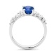 Anillo de oro blanco de 18 Kt con zafiro azul de 1,46 ct y diamantes de 0,50 ct
