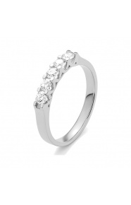 Anillo Media alianza de oro blanco de 18 Kt con diamantes de 0,50 ct