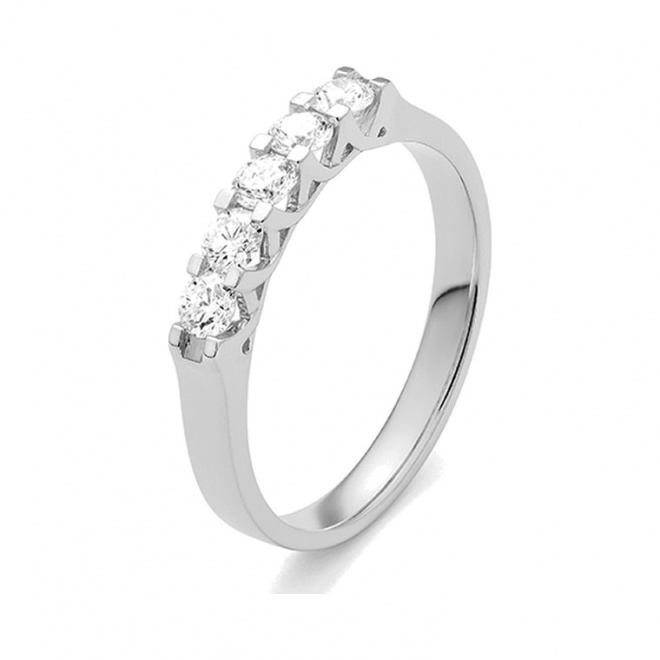 Anillo Media alianza de oro blanco de 18 Kt con diamantes de 0,50 ct