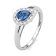 Anillo de oro blanco de 18 Kt con piedra de color y diamantes de 0,15 ct