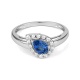 Anillo de oro blanco de 18 Kt con piedra de color y diamantes de 0,15 ct