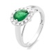 Anillo de oro blanco de 18 Kt con piedra de color y diamantes de 0,15 ct