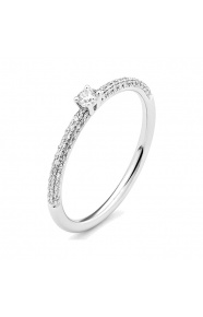 Anillo Solitario de oro blanco de 18 Kt con diamantes de 0,25 ct