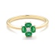 Anillo de oro amarillo de 18 Kt con esmeralda de 0,25 ct y diamante de 0,03 ct
