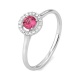 Anillo de oro blanco de 18 Kt con espinela de 0,27 ct y diamantes de 0,07 ct