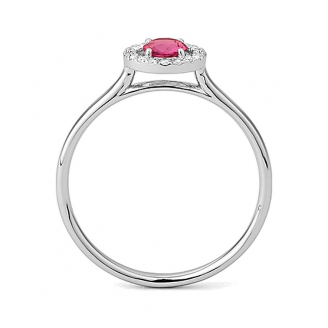 Anillo de oro blanco de 18 Kt con espinela de 0,27 ct y diamantes de 0,07 ct