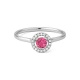 Anillo de oro blanco de 18 Kt con espinela de 0,27 ct y diamantes de 0,07 ct