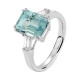 Anillo de oro blanco de 18 Kt con aguamarina de 3,91 ct y diamantes de 0,49 ct