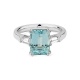 Anillo de oro blanco de 18 Kt con aguamarina de 3,91 ct y diamantes de 0,49 ct