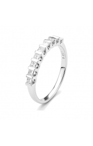 Anillo Media alianza de oro blanco de 18 Kt con diamantes talla princesa de 0,25 ct
