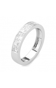 Anillo Media alianza de oro blanco de 18 Kt con diamantes talla princesa de 0,47 ct