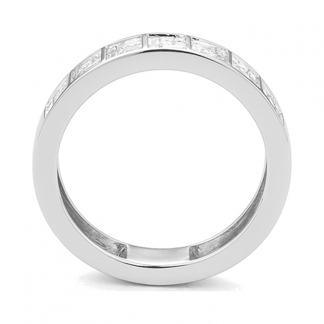 Anillo Media alianza de oro blanco de 18 Kt con diamantes talla princesa de 0,47 ct