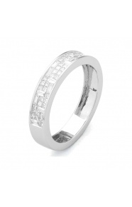 Anillo Media alianza de oro blanco de 18 Kt con diamantes talla princesa de 0,55 ct