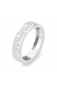 Anillo Media alianza de oro blanco de 18 Kt con diamantes talla princesa de 0,59 ct