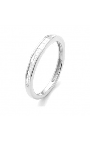 Anillo Media alianza de oro blanco de 18 Kt con diamantes talla baguette de 0,30 ct