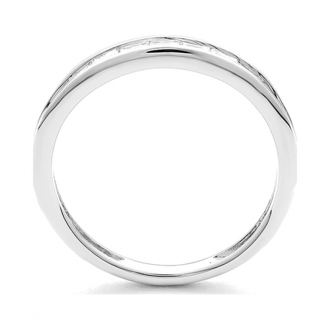 Anillo Media alianza de oro blanco de 18 Kt con diamantes talla baguette de 0,30 ct