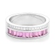 Anillo Media alianza de oro blanco de 18 Kt con piedra de color y diamantes de 0,15 ct