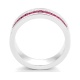 Anillo Media alianza de oro blanco de 18 Kt con piedra de color y diamantes de 0,15 ct