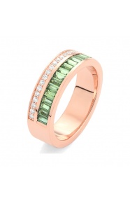 Anillo Media alianza de oro amarillo de 18 Kt con zafiro de 1,10 ct y diamantes de 0,15 ct