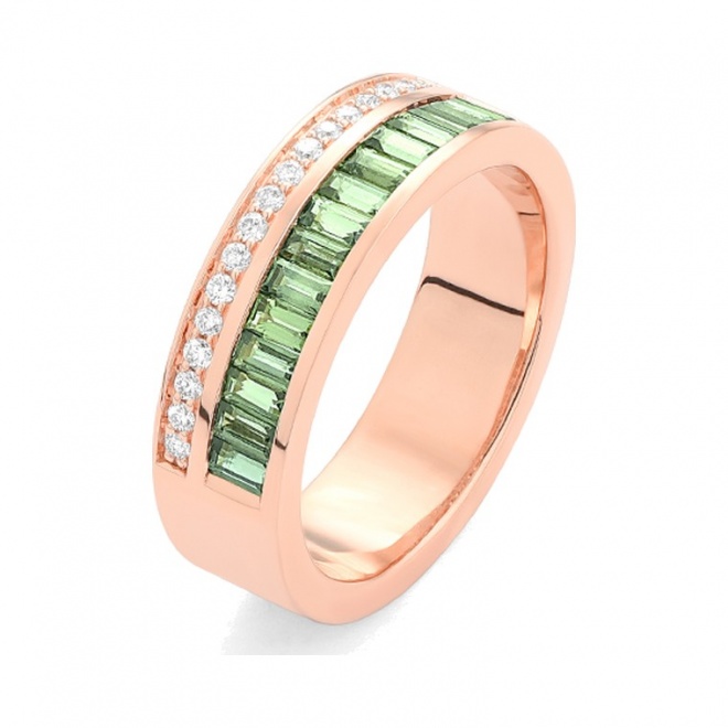 Anillo Media alianza de oro amarillo de 18 Kt con zafiro de 1,10 ct y diamantes de 0,15 ct