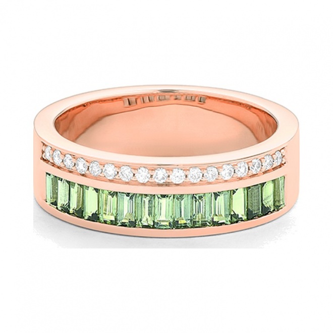 Anillo Media alianza de oro amarillo de 18 Kt con zafiro de 1,10 ct y diamantes de 0,15 ct
