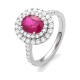 Anillo Solitario de oro blanco de 18 Kt con rubí de 1,64 ct y diamantes de 0,85 ct