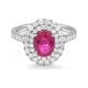 Anillo Solitario de oro blanco de 18 Kt con rubí de 1,64 ct y diamantes de 0,85 ct