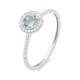 Anillo Rosetón de oro blanco de 18 Kt con aguamarina de 0,25 ct y diamantes de 0,10 ct