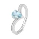Anillo de oro blanco de 18 Kt con aguamarina de 0,70 ct y diamantes de 0,08 ct