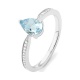 Anillo de oro blanco de 18 Kt con aguamarina de 0,70 ct y diamantes de 0,07 ct