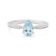 Anillo de oro blanco de 18 Kt con aguamarina de 0,70 ct y diamantes de 0,07 ct