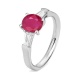 Anillo de oro blanco de 18 Kt con rubí de 1,60 ct y diamantes de 0,30 ct