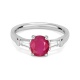 Anillo de oro blanco de 18 Kt con rubí de 1,60 ct y diamantes de 0,30 ct