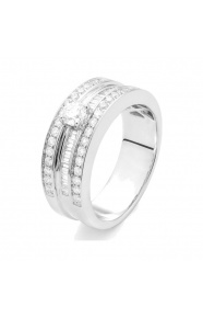 Anillo Media alianza de oro blanco de 18 Kt con diamantes de 0,75 ct