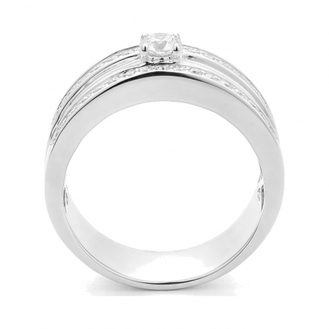 Anillo Media alianza de oro blanco de 18 Kt con diamantes de 0,75 ct