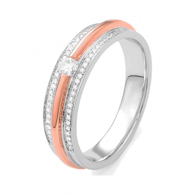 Anillo Solitario de oro de 18 Kt con diamantes de 0,22 ct