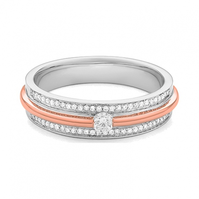 Anillo Solitario de oro de 18 Kt con diamantes de 0,22 ct