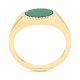 Anillo de oro amarillo de 18 Kt con malaquita de 1,46 ct y diamantes de 0,10 ct