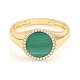 Anillo de oro amarillo de 18 Kt con malaquita de 1,46 ct y diamantes de 0,10 ct