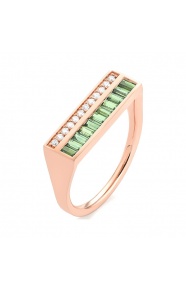 Anillo de oro rosa de 18 Kt con zafiro de 0,80 ct y diamantes de 0,10 ct