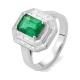 Anillo de oro blanco de 18 Kt con esmeralda de 1,42 ct y diamantes de 0,52 ct