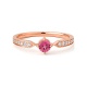 Anillo de oro rosa de 18 Kt con espinela de 0,30 ct y diamantes de 0,13 ct
