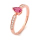Anillo de oro rosa de 18 Kt con espinela de 0,33 ct y diamantes de 0,22 ct