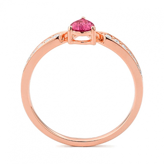 Anillo de oro rosa de 18 Kt con espinela de 0,33 ct y diamantes de 0,22 ct