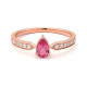 Anillo de oro rosa de 18 Kt con espinela de 0,33 ct y diamantes de 0,22 ct